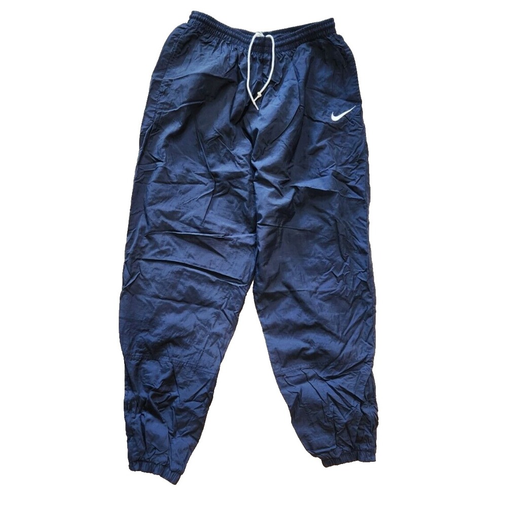 Vintage Y2K Nike Nylon Windbreaker Pants Pockets SZ XL Navy Blue 90s Streetwear